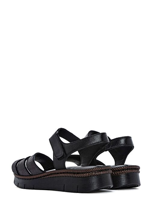 Derimod Derimod Kadın Siyah Bantlı Deri Comfort Sandalet 25SFD321114 Sandalet & Terlik | Boyner Siyah - 6. görsel
