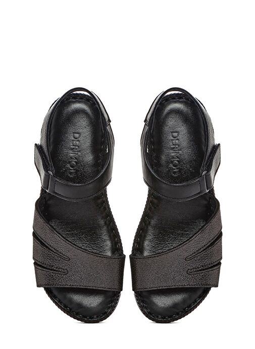 Derimod Derimod Kadın Siyah Bantlı Deri Comfort Sandalet 25SFD321114 Sandalet & Terlik | Boyner Siyah - 8. görsel