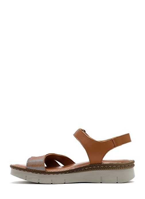 Kadın Taba Bantlı Deri Comfort Sandalet 25SFD321114 - Görsel 3