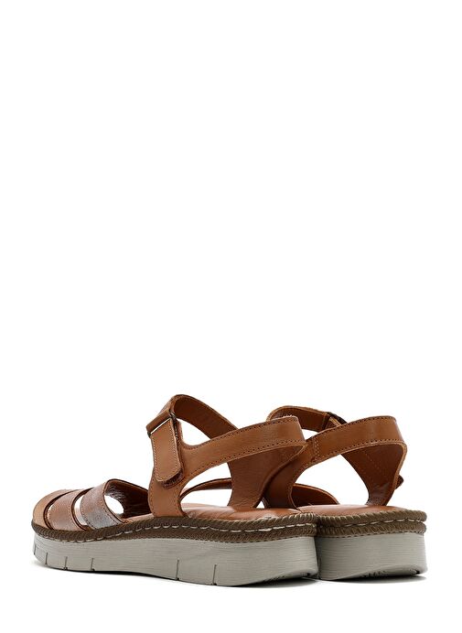 Kadın Taba Bantlı Deri Comfort Sandalet 25SFD321114 - Görsel 6