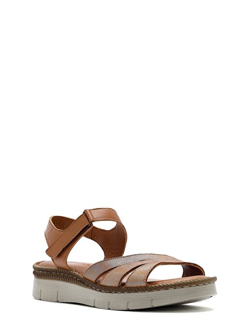 Kadın Taba Bantlı Deri Comfort Sandalet 25SFD321114 - Görsel 7