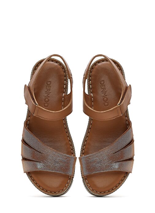 Kadın Taba Bantlı Deri Comfort Sandalet 25SFD321114 - Görsel 8