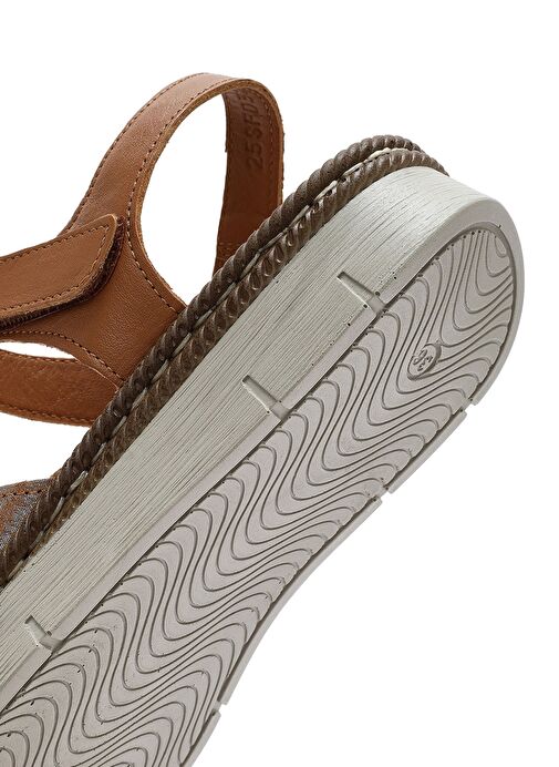 Kadın Taba Bantlı Deri Comfort Sandalet 25SFD321114 - Görsel 9