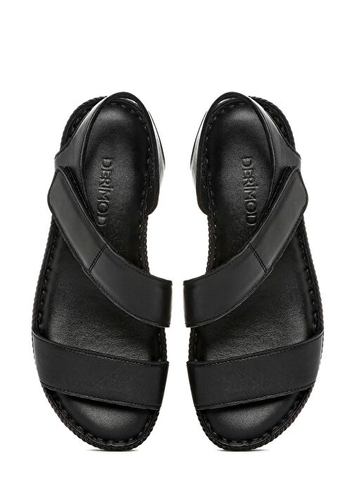 Kadın Siyah Bantlı Deri Comfort Sandalet 25SFD321218 - Görsel 8
