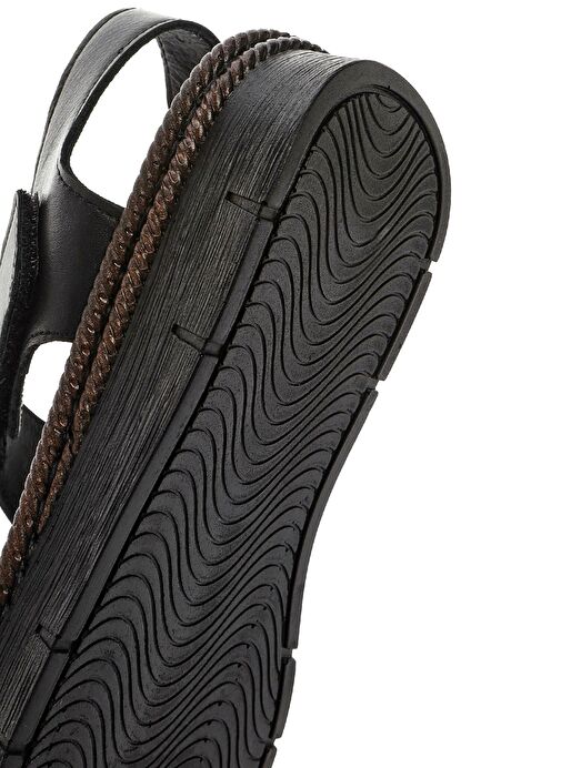 Kadın Siyah Bantlı Deri Comfort Sandalet 25SFD321218 - Görsel 9