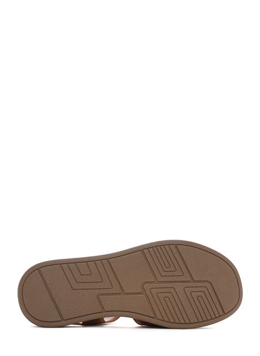 Kadın Taba Kalın Tabanlı Deri Comfort Sandalet 25SFD321618 - Görsel 5