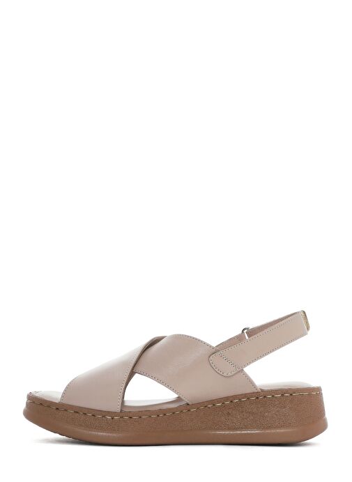 Derimod Derimod Kadın Vizon Bantlı Kalın Tabanlı Deri Comfort Sandalet 25SFD321718 Sandalet & Terlik | Boyner Vizon - 3. görsel