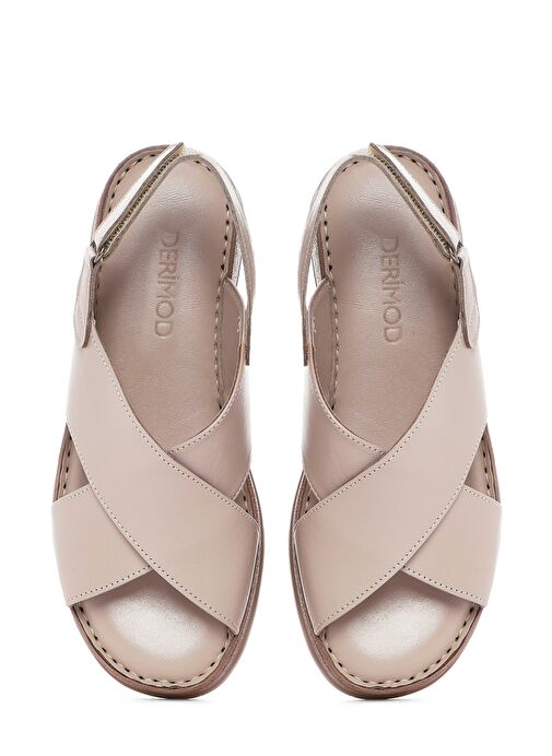 Derimod Derimod Kadın Vizon Bantlı Kalın Tabanlı Deri Comfort Sandalet 25SFD321718 Sandalet & Terlik | Boyner Vizon - 8. görsel