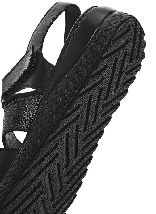 Kadın Siyah Bantlı Deri Comfort Sandalet 25SFD321814 - Görsel 9