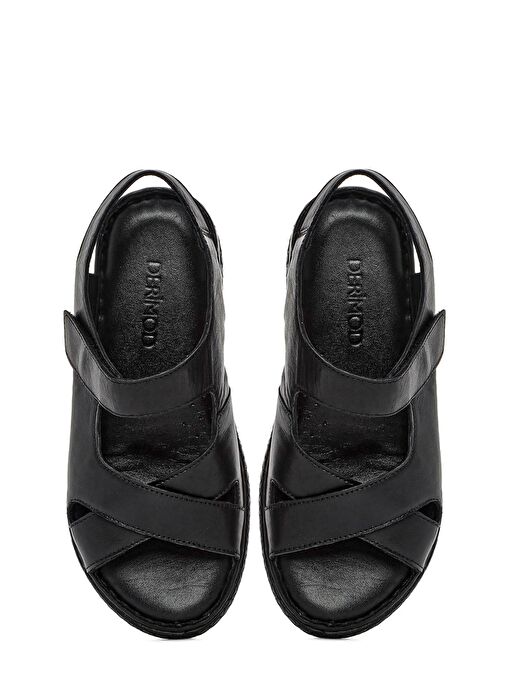 Kadın Siyah Bantlı Deri Comfort Sandalet 25SFD321918 - Görsel 8