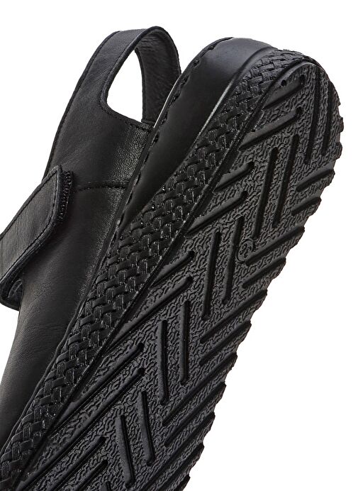 Kadın Siyah Bantlı Deri Comfort Sandalet 25SFD321918 - Görsel 9