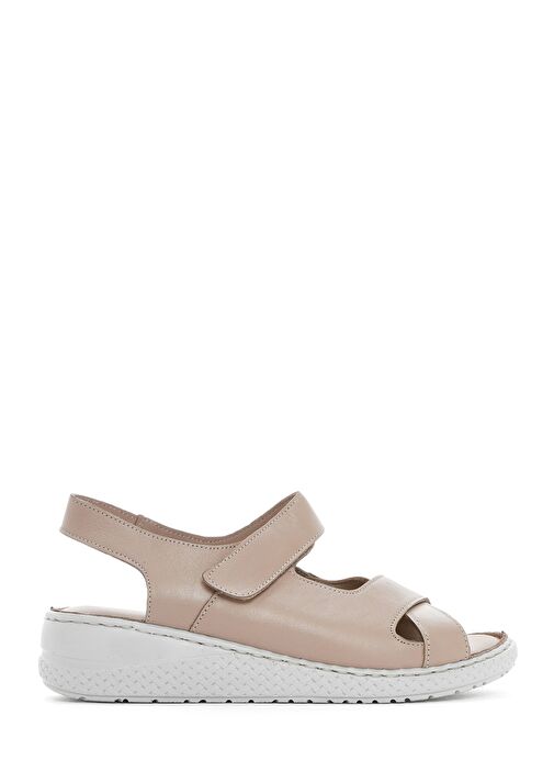Kadın Vizon Bantlı Deri Comfort Sandalet 25SFD321918 - Görsel 2