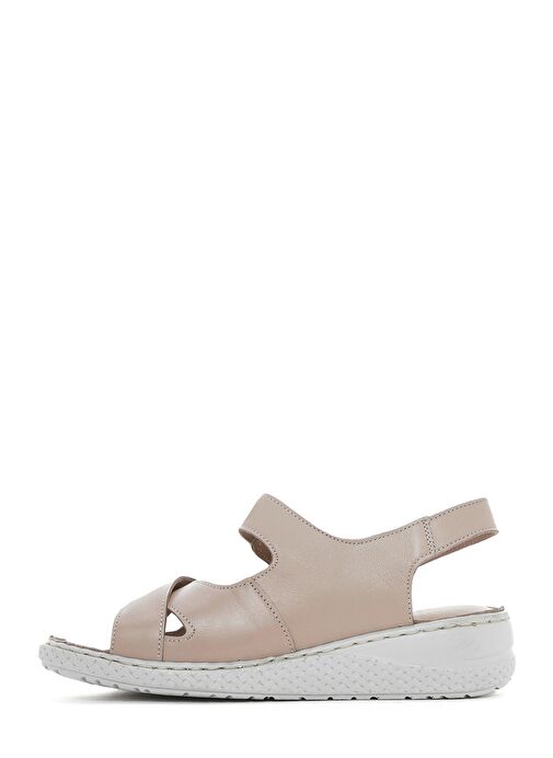 Kadın Vizon Bantlı Deri Comfort Sandalet 25SFD321918 - Görsel 3