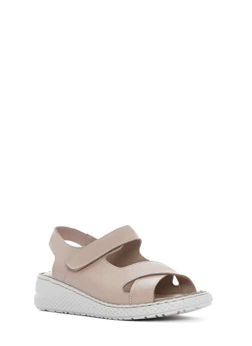 Kadın Vizon Bantlı Deri Comfort Sandalet 25SFD321918 - Görsel 7