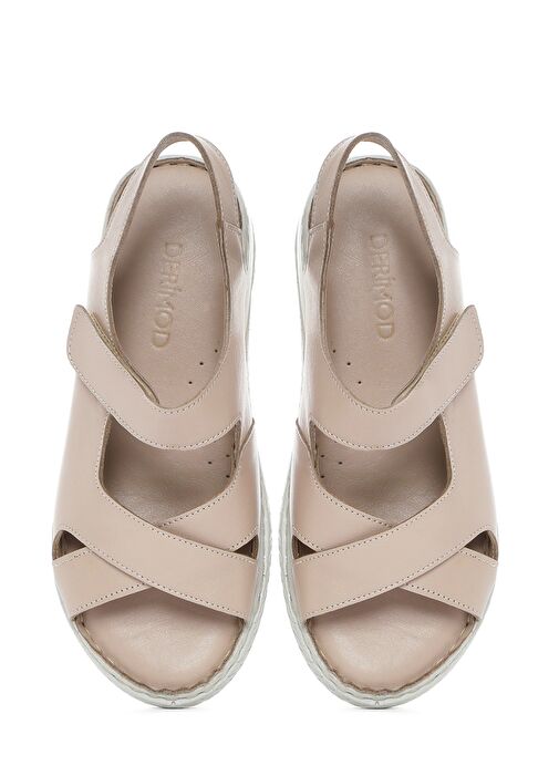 Kadın Vizon Bantlı Deri Comfort Sandalet 25SFD321918 - Görsel 8