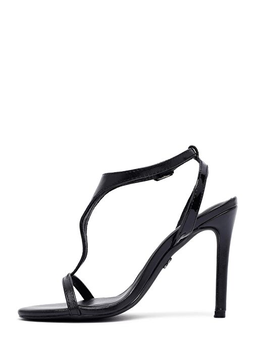Kadın Siyah Bilekten Tokalı Yüksek İnce Topuklu Sandalet 25SFD443018 - Görsel 5