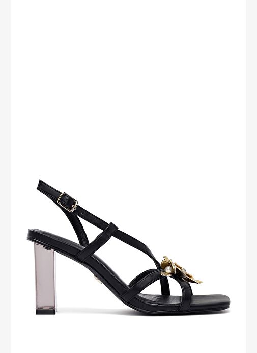 Kadın Siyah Tokalı Şeffaf Kalın Topuklu Sandalet 25SFD442618 - Görsel 2