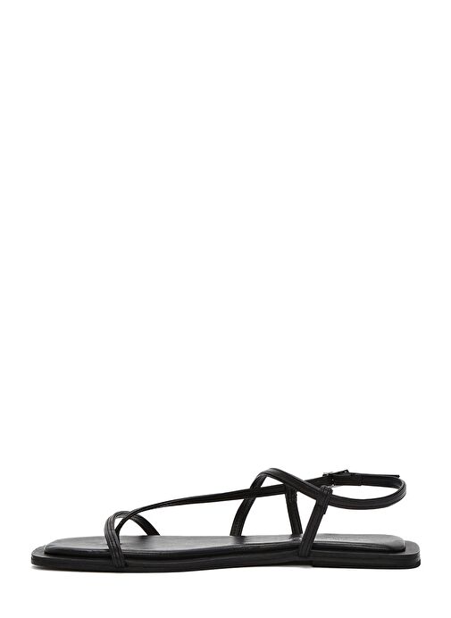Kadın Siyah Parmak Arası Deri Sandalet 25SFD270118 - Görsel 3