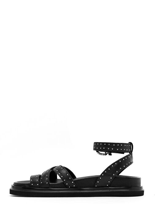 Derimod Derimod Kadın Siyah Bilekten Tokalı Metal Detaylı Deri Sandalet 25SFD270418 Sandalet & Terlik | Boyner Siyah - 3. görsel