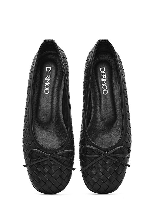 Derimod Derimod Kadın Siyah Örgülü Deri Babet 25SFD270829 | Boyner Siyah - 8. görsel