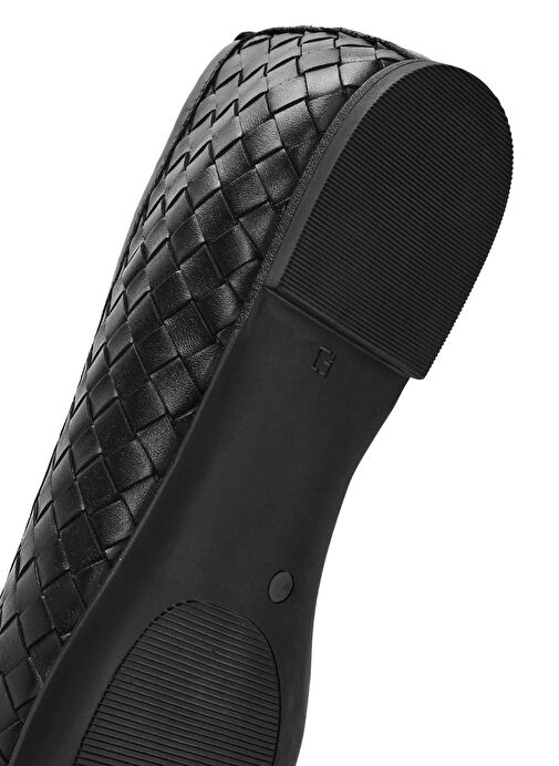 Derimod Derimod Kadın Siyah Örgülü Deri Babet 25SFD270829 | Boyner Siyah - 9. görsel