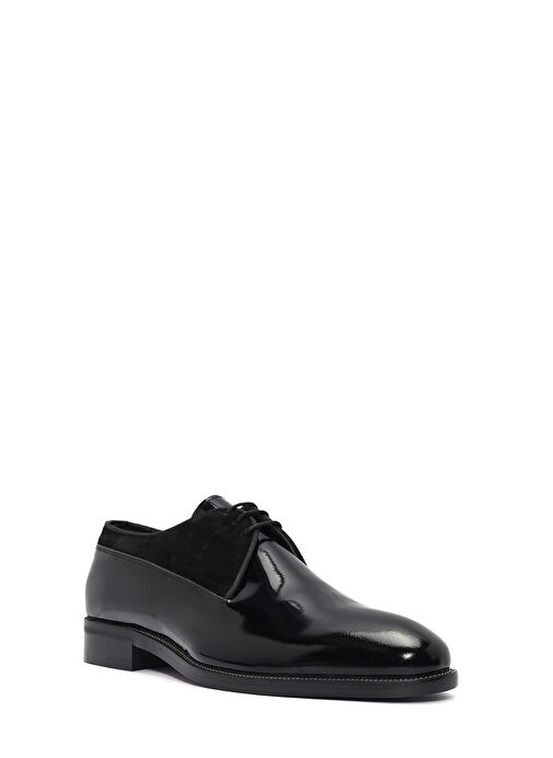 Erkek Siyah Bağcıklı Rugan Deri Klasik Ayakkabı 25SFD621716 - Görsel 7