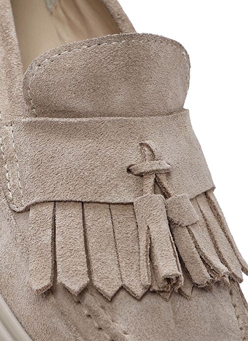 Derimod Derimod Kadın Bej Püsküllü Süet Deri Loafer 25SFD510210 | Boyner Bej - 9. görsel