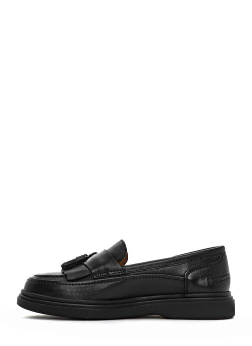 Kadın Siyah Püsküllü Deri Loafer 25SFD510218 - Görsel 3