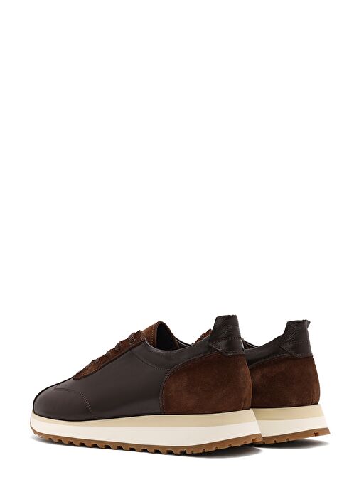 Erkek Kahverengi Bağcıklı Kalın Tabanlı Deri Sneaker 25SFD622014 - Görsel 9