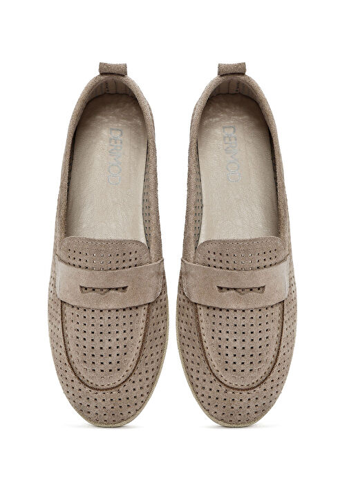 Kadın Bej Süet Deri Loafer 25SFD510410 - Görsel 7