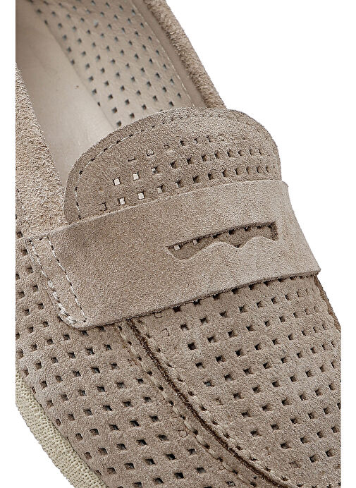 Kadın Bej Süet Deri Loafer 25SFD510410 - Görsel 9
