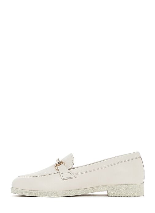 Kadın Krem Tokalı Deri Loafer 25SFD510518 - Görsel 3