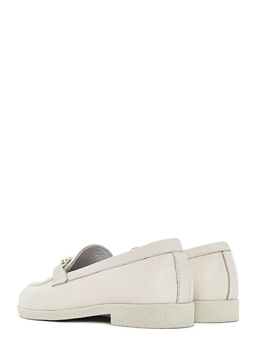 Kadın Krem Tokalı Deri Loafer 25SFD510518 - Görsel 6