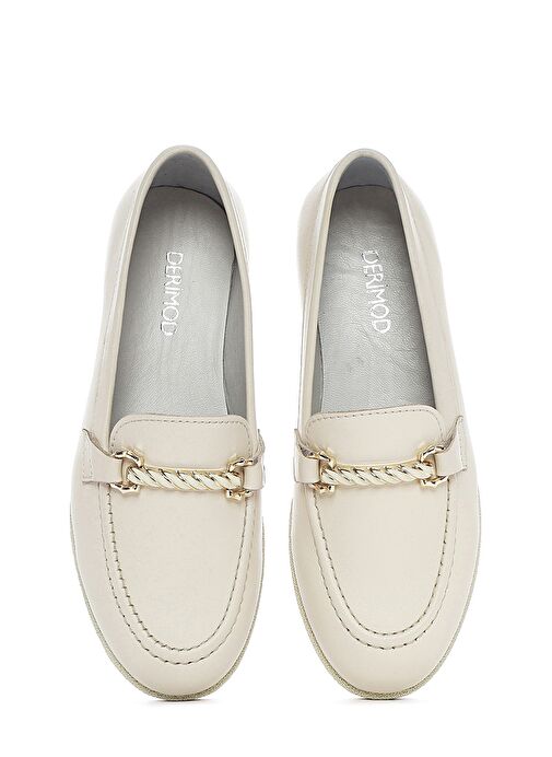 Kadın Krem Tokalı Deri Loafer 25SFD510518 - Görsel 8