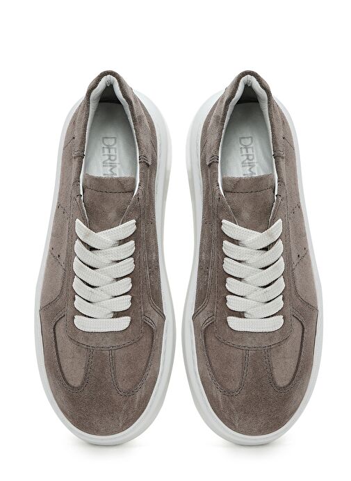 Kadın Vizon Bağcıklı Kalın Tabanlı Süet Deri Sneaker 25SFD510910 - Görsel 7