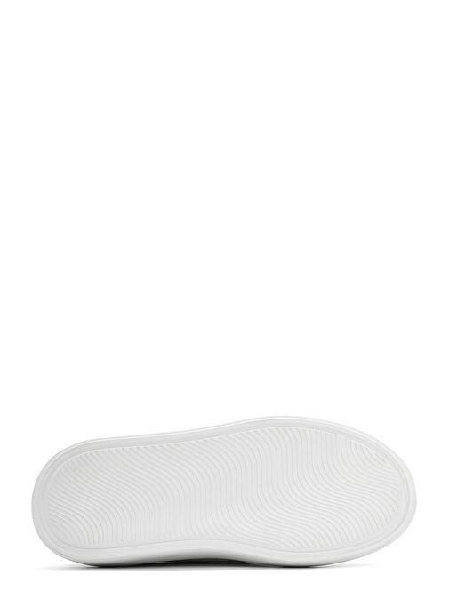 Kadın Beyaz Bağcıklı Kalın Tabanlı Deri Sneaker 25SFD510918 - Görsel 5