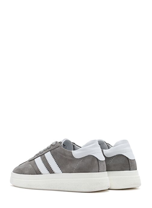 Kadın Gri Bağcıklı Kalın Tabanlı Süet Deri Sneaker 25SFD511010 - Görsel 6