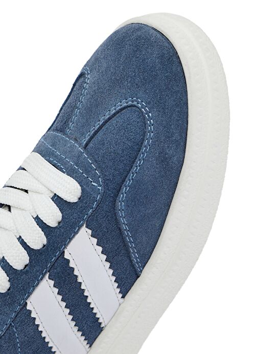 Kadın Mavi Bağcıklı Kalın Tabanlı Süet Deri Sneaker 25SFD511010 - Görsel 9