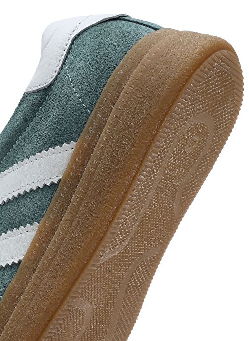 Kadın Yeşil Bağcıklı Kalın Tabanlı Süet Deri Sneaker 25SFD511010 - Görsel 9