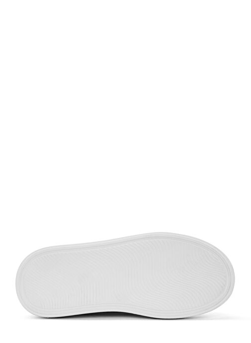 Kadın Beyaz Fermuarlı Bağcıklı Kalın Tabanlı Deri Sneaker 25SFD511118 - Görsel 5