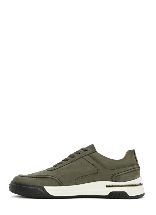 Erkek Yeşil Bağcıklı Kalın Tabanlı Nubuk Deri Sneaker 25SFD6110V3 - Görsel 3
