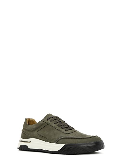Erkek Yeşil Bağcıklı Kalın Tabanlı Nubuk Deri Sneaker 25SFD6110V3 - Görsel 7