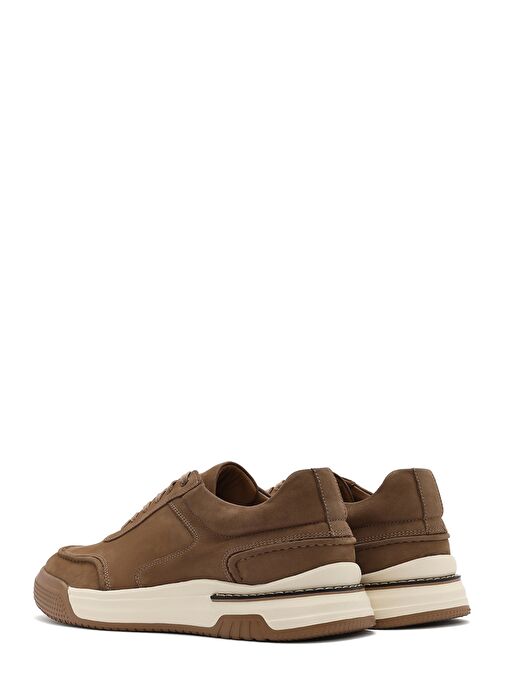 Erkek Bej Bağcıklı Kalın Tabanlı Nubuk Deri Sneaker 25SFD6110V3 - Görsel 6