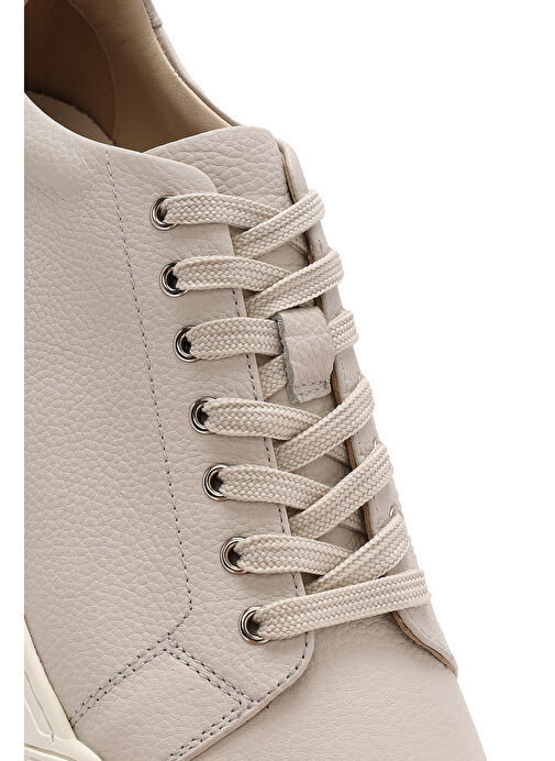 Erkek Beyaz Bağcıklı Deri Sneaker 25SFD611118 - Görsel 9