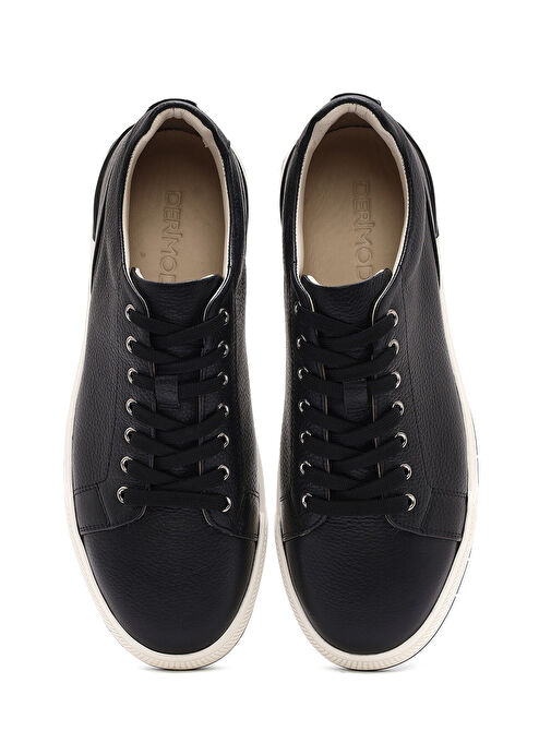 Erkek Siyah Bağcıklı Deri Sneaker 25SFD611118 - Görsel 8