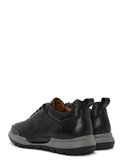 Erkek Siyah Bağcıklı Deri Casual Sneaker 25SFD611218 - Görsel 6