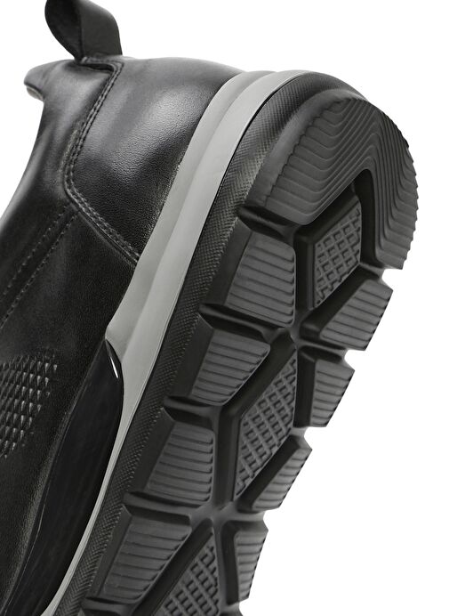 Erkek Siyah Bağcıklı Deri Casual Sneaker 25SFD611218 - Görsel 9