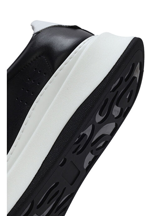 Erkek Siyah Bağcıklı Kalın Tabanlı Deri Sneaker 25SFD610918 - Görsel 9