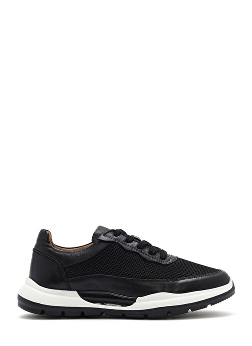 Erkek Siyah Bağcıklı Deri Sneaker 25SFD611314 - Görsel 2