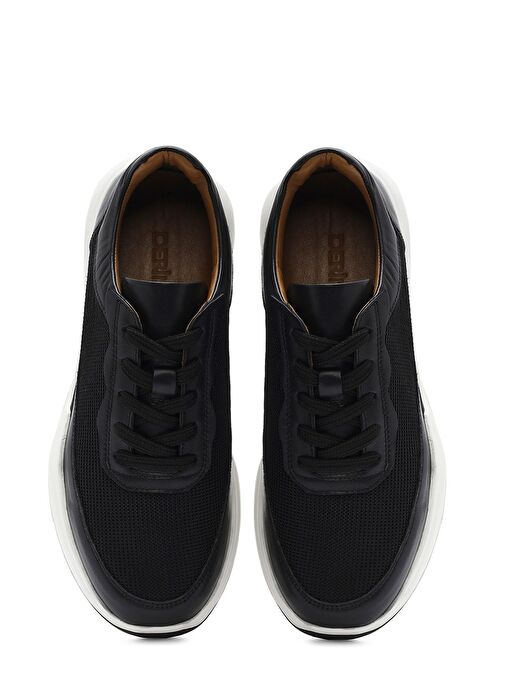 Erkek Siyah Bağcıklı Deri Sneaker 25SFD611314 - Görsel 8